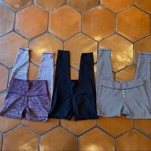 Lot Of 3 Aerie Womens Black Blue Chill Play Move Leggings Yoga Pants Small